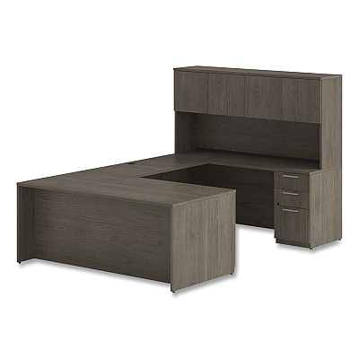 Alera Seville Hutch with Doors, 4 Compartments, 72w x 16d x 36h, Walnut (SVH7236WA)