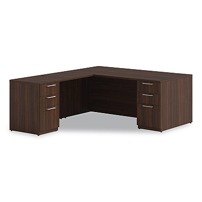 Alera Seville Series Desk Return with Pedestal, Left, 48" x 24" x 29", Mahogany (SVRLP4824MY)
