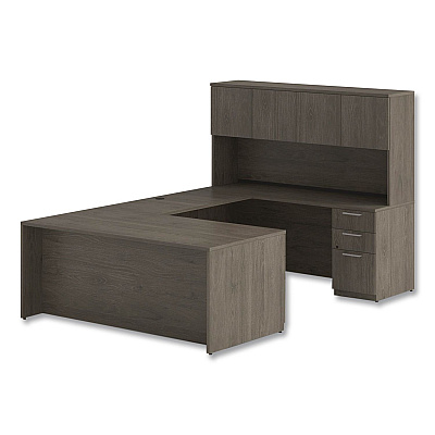 Alera Seville Series Single Pedestal Desk, Left Pedestal, 72" x 36" x 29", Walnut (SVSPL7236WA)