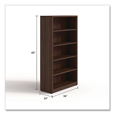 Alera Seville Bookcase, Five-Shelf, 36w x 14d x 65h, Mahogany (SVBC6536MY)