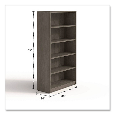 Alera Seville Bookcase, Five-Shelf, 36w x 14d x 65h, Walnut (SVBC6536WA)