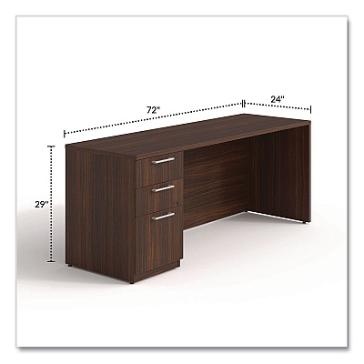 Alera Seville Series Credenza with Pedestal, Left Pedestal, 72w x 24d x 29h, Mahogany (SVLSPC7224MY)