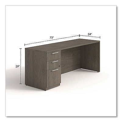 Alera Seville Series Credenza with Pedestal, Left Pedestal, 72w x 24d x 29h, Walnut (SVLSPC7224WA)