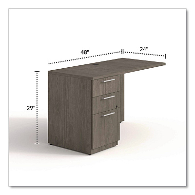 Alera Seville Series Desk Return with Pedestal, Left, 48" x 24" x 29", Walnut (SVRLP4824WA)