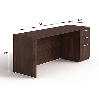 Alera Seville Series Credenza with Pedestal, Right Pedestal, 72w x 24d x 29h, Mahogany (SVRSPC7224MY)
