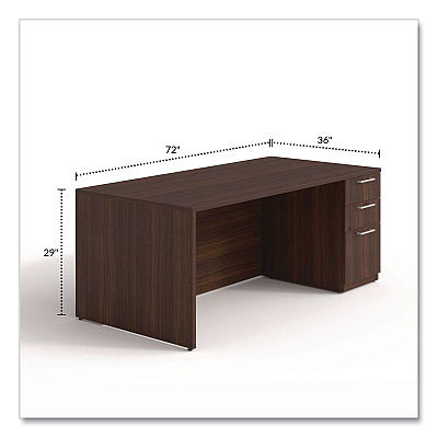 Alera Seville Series Single Pedestal Desk, Right Pedestal, 72" x 36" x 29", Mahogany (SVSPR7236MY)