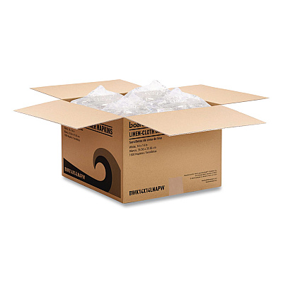 Boardwalk Linen-Feel Flat Napkins, 1-Ply, 14 x 14, White, 1,000/Carton (14X14LNAPW)