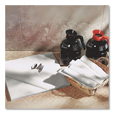 Boardwalk Linen-Feel Flat Napkins, 1-Ply, 16 x 16, White, 1,000/Carton (16X16LNAPW)