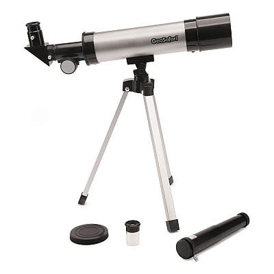 Educational Insights GeoSafari Vega 360 Telescope, 2 Elements, 18x to 67x Magnification, 50 mm Aperture, 360 mm Focal Length, White (5304)