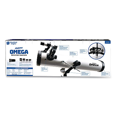 Educational Insights GeoSafari Omega Reflector Telescope,, 2 Elements, 35x to 300x Magnification, 76 mm Aperture, 700 mm Focal Length, White (5306)
