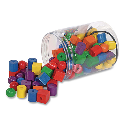 Learning Resources Beads in a Bucket, Wood, Small, Assorted Colors, 1.4 lb Bucket (LER0140)