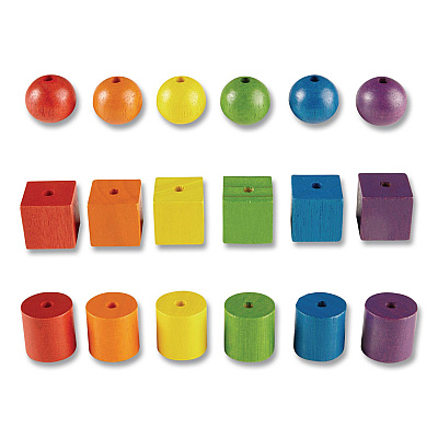 Learning Resources Beads in a Bucket, Wood, Small, Assorted Colors, 1.4 lb Bucket (LER0140)