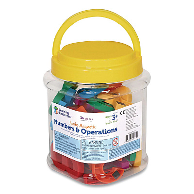 Learning Resources Jumbo Magnetic Numbers and Operations, Assorted Colors, 36 Pieces (LER0452)