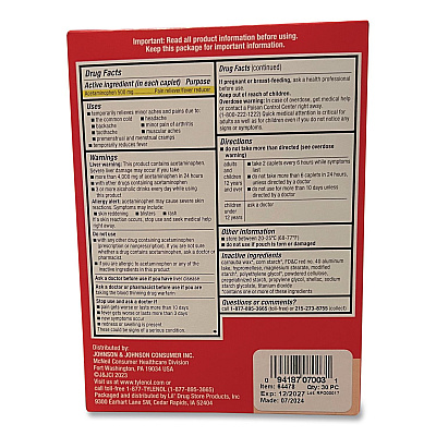 Tylenol Extra Strength Caplets, Two-Pack, 30/Box (64478)