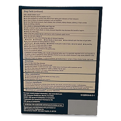 Advil Ibuprofen Tablets Refill Packs, Two-Pack, 30/Box (64008)