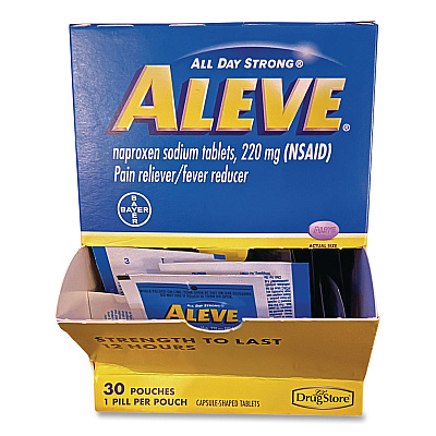 Aleve Pain Reliever Tablets Refill Packs, 1 Tablet/Packet, 30/Box (64028)