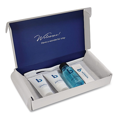 Boardwalk Amenities Kit, Mouth Rinse, Toothbrush, Toothpaste, Body Wash, Shampoo, Green Tea Lemongrass, 12 Kits/Carton (AMENKIT)