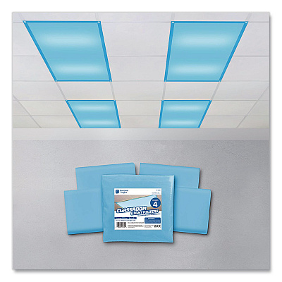 Educational Insights Fluorescent Light Filter Covers, Rectangular, 2 ft x 4 ft, Tranquil Blue, 4 Covers (1230)
