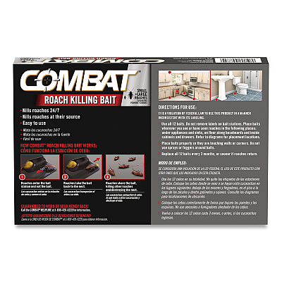Combat Roach Bait Insecticide, for Small and Large Roaches, 0.42 oz, 12 Bait Stations (05701EA)
