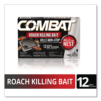 Combat Roach Bait Insecticide, for Small and Large Roaches, 0.42 oz, 12 Bait Stations (05701EA)