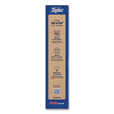 Ziploc Double Zipper Storage Bags, Triple System Seal, Gallon, 9.6" x 12.1", Clear, 22 Bags/Box, 12 Boxes/Carton (383231)