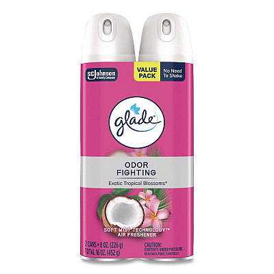 Glade Air Freshener, Tropical Blossoms Scent, 8.3 oz, 2/Pack, 3 Packs/Carton (377365)