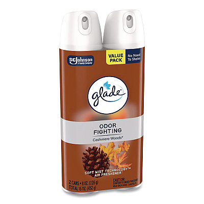 Glade Air Freshener, Cashmere Woods, 8.3 oz Aerosol Spray, 3/Carton (377361)