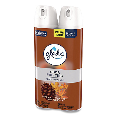 Glade Air Freshener, Cashmere Woods, 8.3 oz Aerosol Spray, 3/Carton (377361)