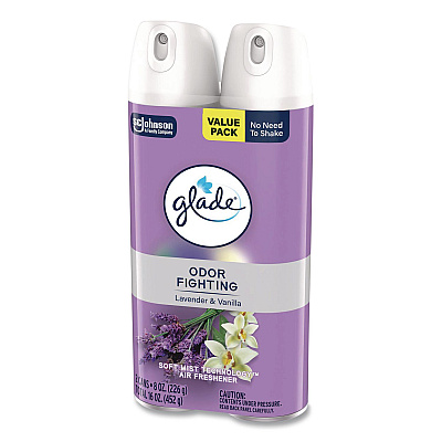 Glade Air Freshener, Lavender and Vanilla, Scent, 8.3 oz Aerosol Spray, 2/Pack, 3 Packs/Carton (377371)