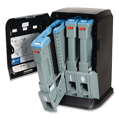 Dixie Tri-Tower Mini Dispenser, Holds Forks/Knives/Spoons or Sporks, 13.15 x 31.03 x 17.5, Black/Gray (DUSSTDSP3MIN)