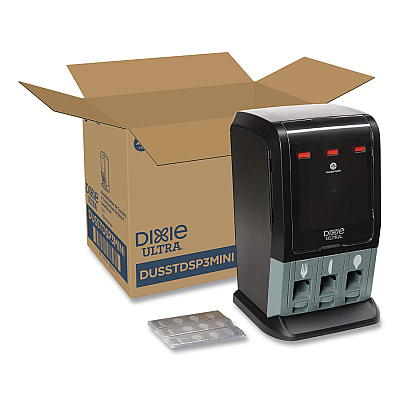 Dixie Tri-Tower Mini Dispenser, Holds Forks/Knives/Spoons or Sporks, 13.15 x 31.03 x 17.5, Black/Gray (DUSSTDSP3MIN)