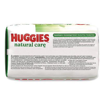 Huggies Natural Care Sensitive Baby Wipes, 6.6 x 6.86, Unscented, White, 56 Wipes/Pack, 3 Packs/Carton (41926)