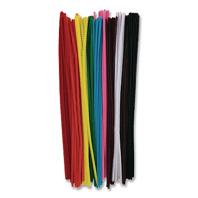 Creativity Street Regular Stems, 12" x 4 mm, Metal Wire/Polyester, Assorted Colors, 100/Pack (PAC711201R)