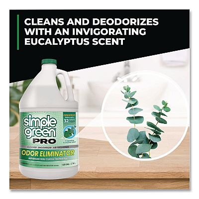 Simple Green Pro Odor Eliminator, Eucalyptus Scent, 1 gal Bottle, 6/Carton (4251128)