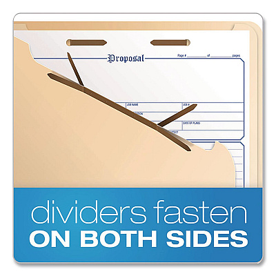 Pendaflex Manila Top Tab Classification Folders, 1.75" Expansion, 2 Dividers, 6 Fasteners, Letter Size, Manila Exterior, 10/Box (24000P)