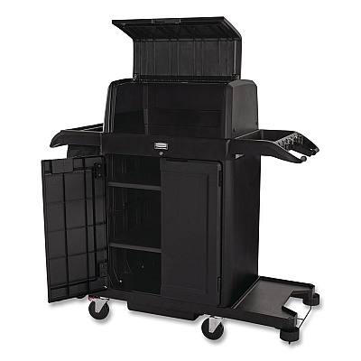 Rubbermaid Commercial Locking Security Hood for Housekeeping Carts, Plastic, Black (2202528)