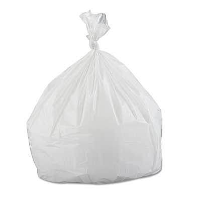 Inteplast Group Low-Density Commercial Can Liners, 33 gal, 0.8 mil, 33" x 39", White, Interleaved Roll, 25 Bags/Roll, 6 Rolls/Carton (IBSSL3339XHW)