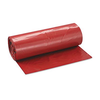 Inteplast Group Low-Density Commercial Can Liners, Infectious Waste Biohazard, 45 gal, 1.3 mil, 40" x 46", Red, Interleaved, 20/RL, 5 RL/CT (IBSSL4046R)