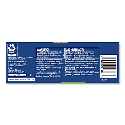 Ziploc Resealable Sandwich Bags, 6.5" x 5.88", Clear, 50 Bags/Box, 12 Boxes/Carton (383179)
