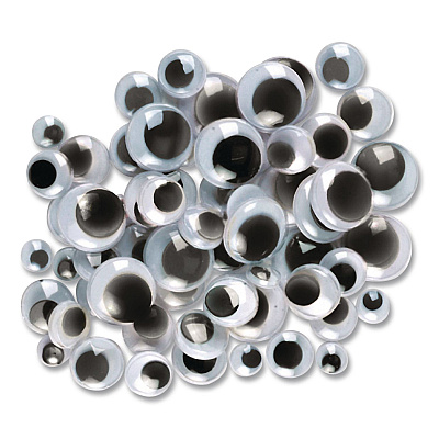 Creativity Street Wiggle Eyes Assortment, 0.27", 0.39", 0.47", 0.59", Black, 100/Pack (PAC344602R)