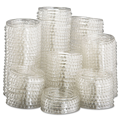 Dart Portion/Souffle Cup Lids, Fits 0.5 oz to 1 oz Cups, PET, Clear, 125 Pack, 20 Packs/Carton (DCCPL100N)