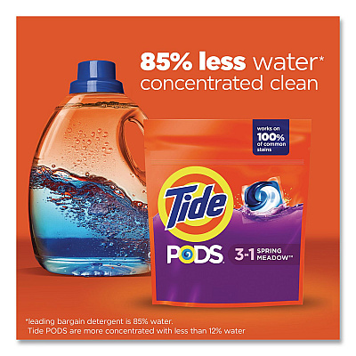 Tide Pods, HE Compatible, Laundry Detergent, Spring Meadow, 31/Pack, 4 Packs/Carton (93123CT)