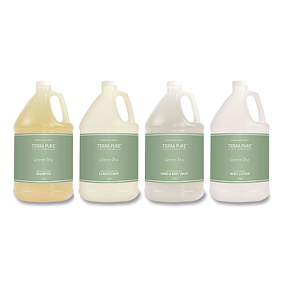 Diversified Hospitality Solutions Terra Pure Shampoo Gallon, Green Tea Lemongrass, 1 gal Bottle, 4/Carton (002287)