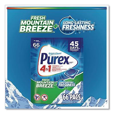 Purex 4-in-1 Laundry Detergent Pacs, 66 Pods/Bag, 4 Bags/Carton (05524)