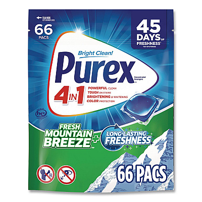 Purex 4-in-1 Laundry Detergent Pacs, 66 Pods/Bag, 4 Bags/Carton (05524)