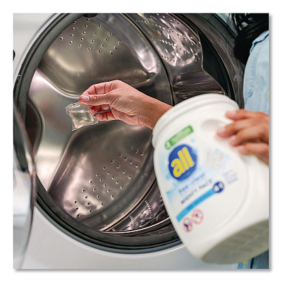 All MIGHTY PACS Free Clear Laundry Detergent, 60 Pods/Tub, 4 Tubs/Carton (46880)