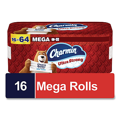Charmin Ultra Strong Bathroom Tissue, Mega Roll, Septic Safe, 2-Ply, White, 220 Sheets/Roll, 16 Rolls/Pack (13215)