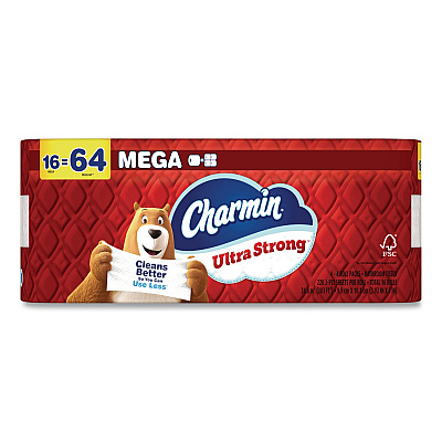 Charmin Ultra Strong Bathroom Tissue, Mega Roll, Septic Safe, 2-Ply, White, 220 Sheets/Roll, 16 Rolls/Pack (13215)