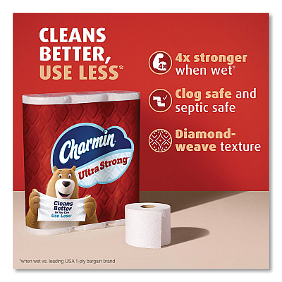Charmin Ultra Strong Bathroom Tissue, Mega Roll, Septic Safe, 2-Ply, White, 220 Sheets/Roll, 16 Rolls/Pack (13215)