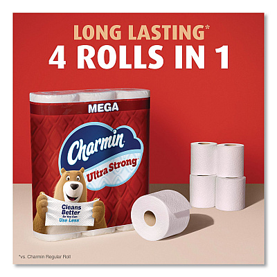 Charmin Ultra Strong Bathroom Tissue, Mega Roll, Septic Safe, 2-Ply, White, 220 Sheets/Roll, 16 Rolls/Pack (13215)